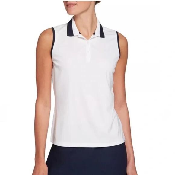 Lady Hagen Tops - Walter Hagen Women's Pique Rib Trim Sleeveless Golf Polo